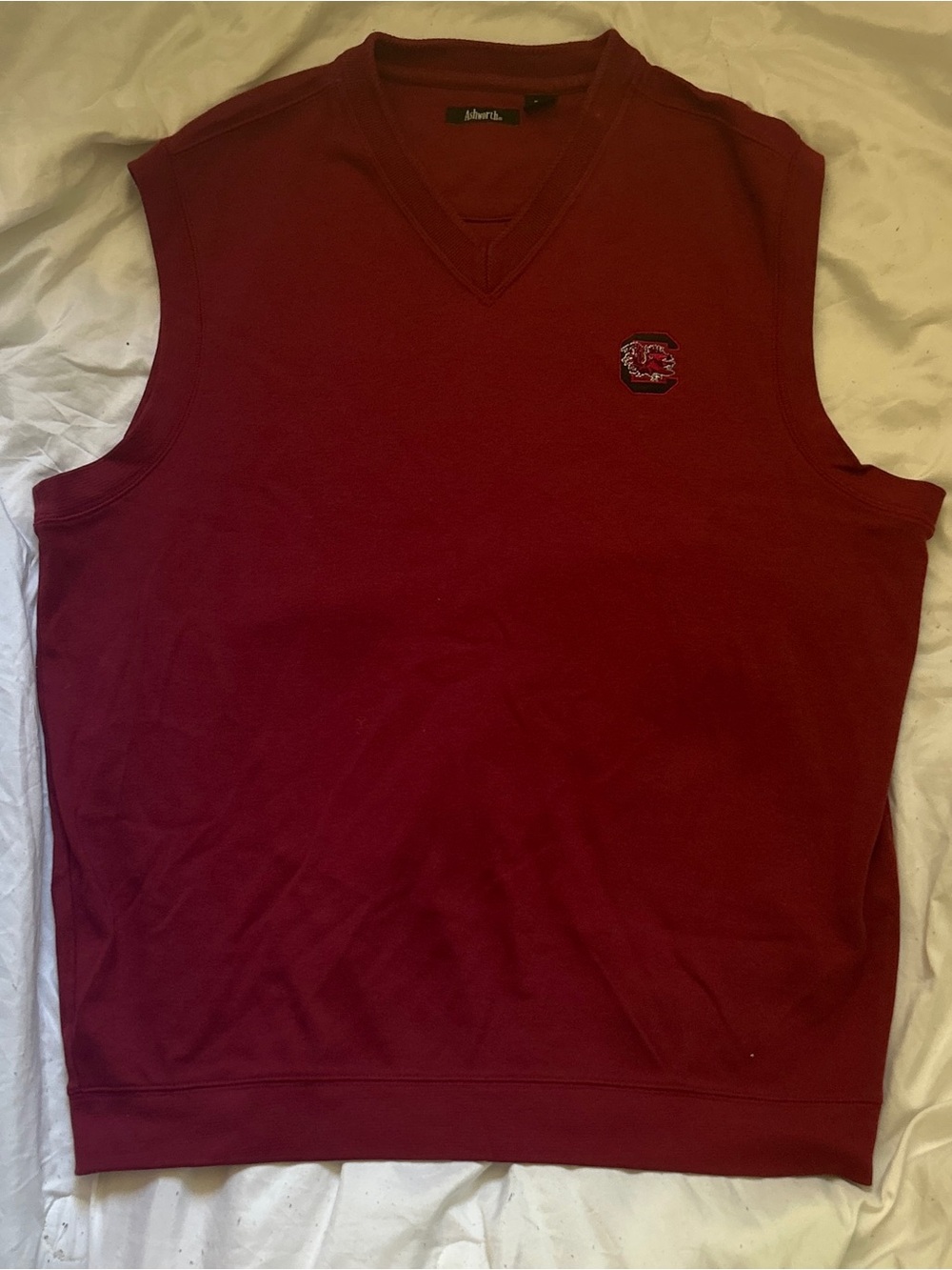 Ashworth Maroon V-Neck Sleeveless Sweater Vest